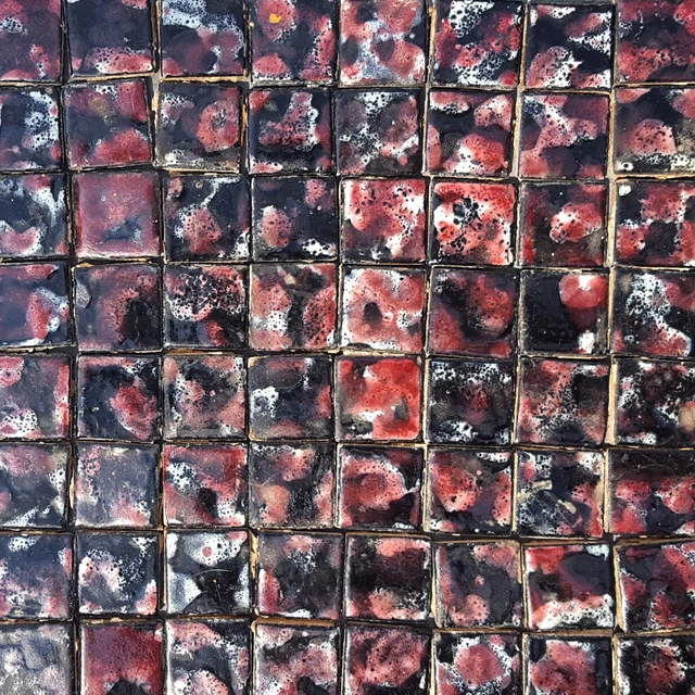 ANTIQUE FIREPLACE TILE 3/4" SQUARE MOSAIC MOTTLED RED BLACK WHITE VINTAGE 734pcs