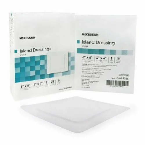 Adhesive Dressing McKesson 6 X 6 Inch Polypropylene / Rayon Square White Sterile