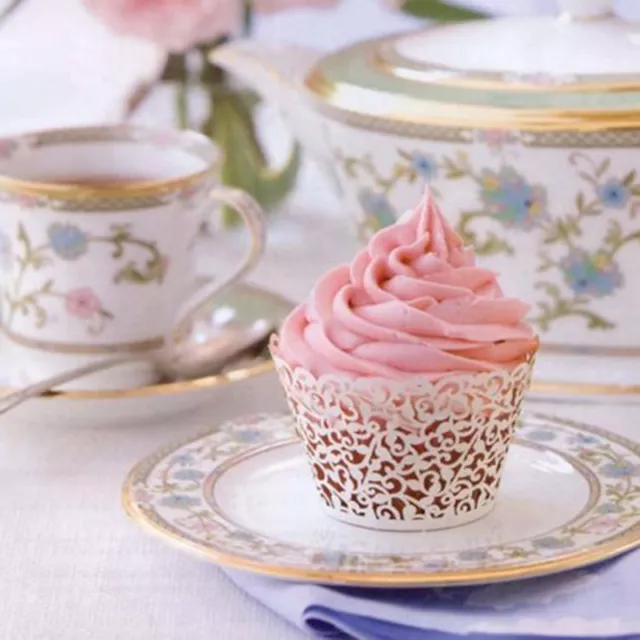 50 Filigrana Little FO04 Encaje Corte Láser Cupcake Envolvente Taza de Hornear Z8