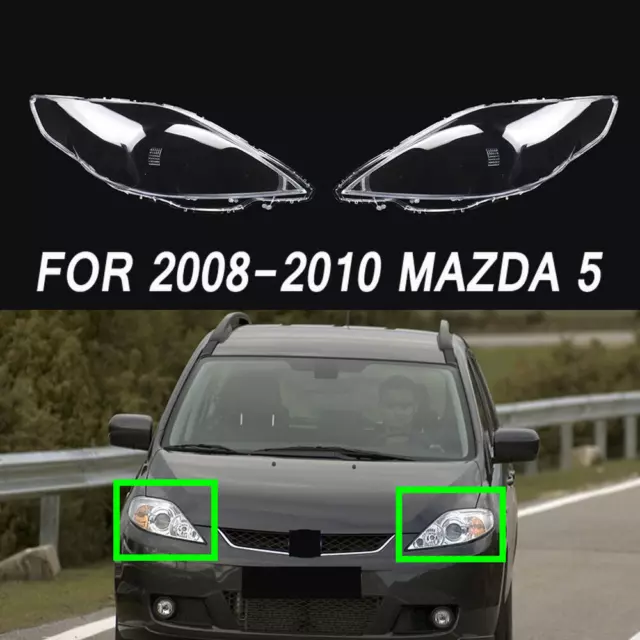 Pair Transparent Headlight Cover Lampshade Lens Shell Fit For 2008-2010 Mazda 5