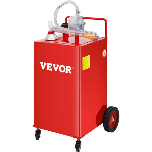 VEVOR 30 Gallon Gas Caddy Fuel Diesel Oil Transfer Tank, 4 Wheels Portable, Pump