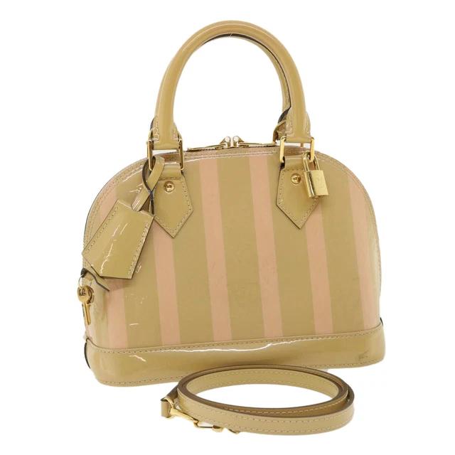 LOUIS VUITTON Monogram Vernis Rayure Alma BB Hand Bag Beige M90970 Auth 33326A LOUIS VUITTON Monogram Vernis Rayure Alma BB Hand Bag Beige M90970 Auth 33326A