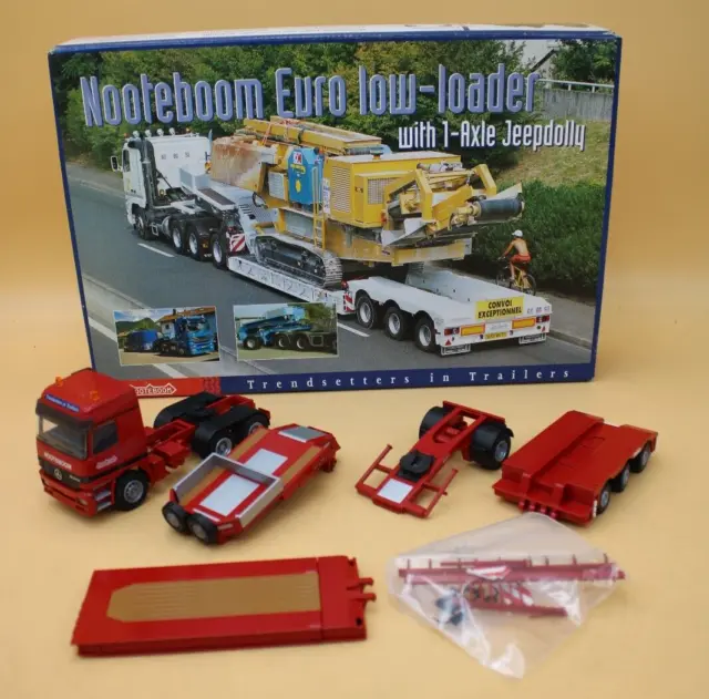 Conrad 1:50 40144/0 Nooteboom Euro Low-Loader w/ Jeepdolly & Mercedes Actros Cab