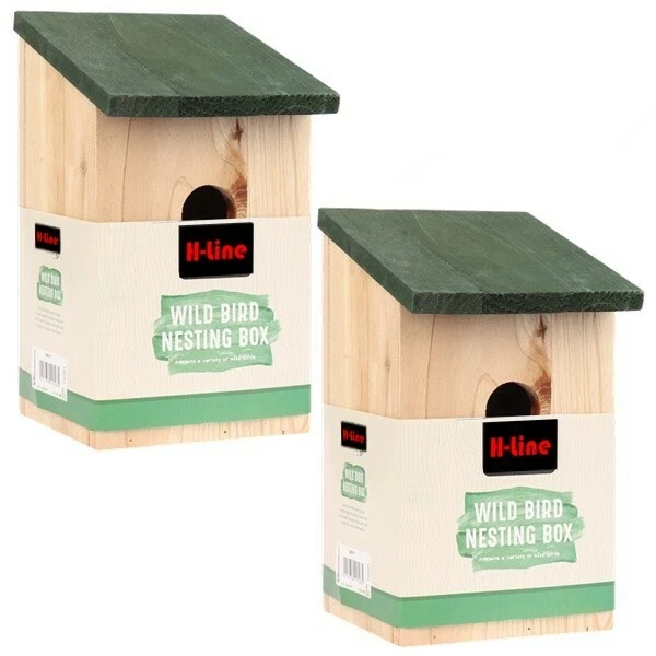 Small Nesting Box 2 X WOODEN Nesting Boxes Nest Box Bird House Small Birds Blue Tit Robin ...