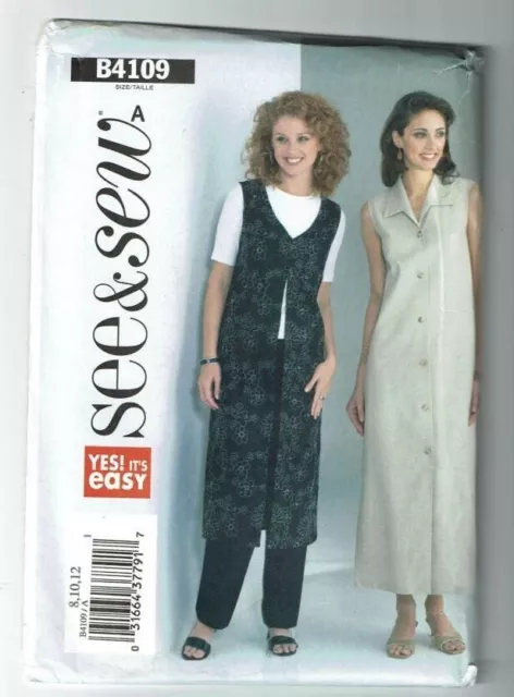 Butterick See and Sew Sewing Pattern 4109 Misses Dress Duster Size 8-12