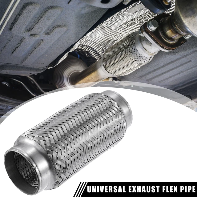 Universal 2.52" x 7.91''x2.72'' Long Exhaust Flex Pipe Double Braid Tube