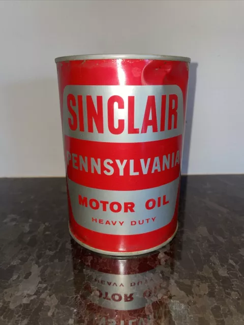 NOS Sinclair Pennsylvania Motor Oil Heavy Duty 1 Quart Full Can SAE 20 & 20W