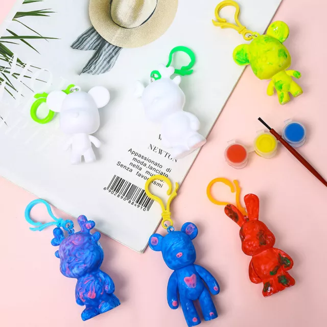 DIY Fluid Long-eared Rabbit Keychain Art Craft Handmade Diy Color Toys Kid Gift