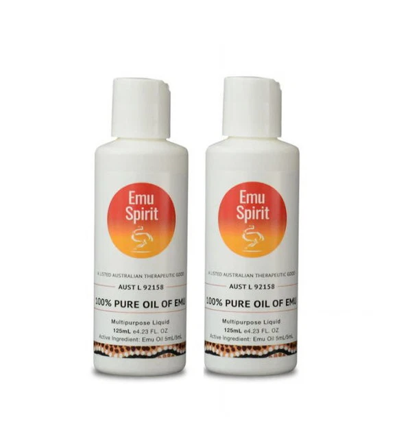 2 x Emu Spirit 100% Pure Oil of Emu 125ml Emu Oil Total 250ml