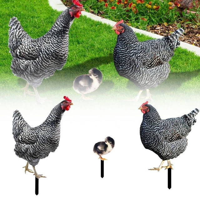 3tlg Gartendeko Stecker Huhn Hühner Deko Garten Figur Gartenstecker Henne Acryl