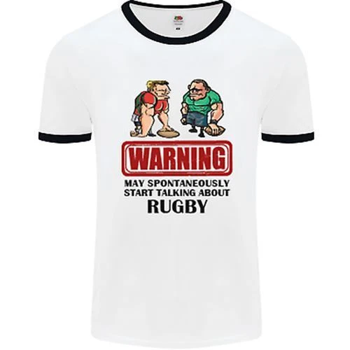 Maglietta da uomo Rugby May Start Talking About Funny Beer bianca