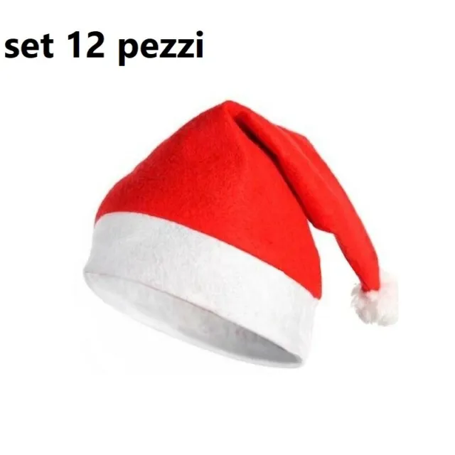 Set 12 Pezzi Cappello Cappellino Di Babbo Natale Berretto Rosso Classico bal