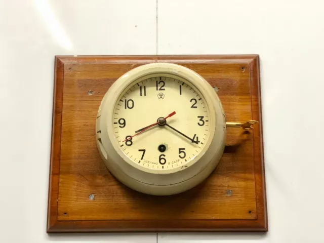 Marine Original Ship Antique CCCP Russian Key Winding Nautical Wall Clock