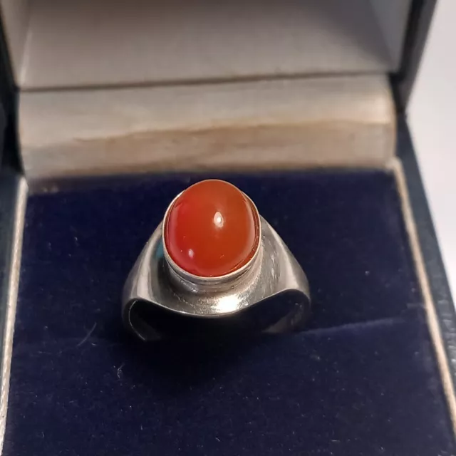 Vintage 1970s  925s Silver Denmark Carnelian Ring..Hermann Siersbol..size M