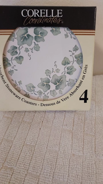 Set Of 4 Corelle Coordinates Callaway Green Ivy Plastic Coaster Lot Corning New