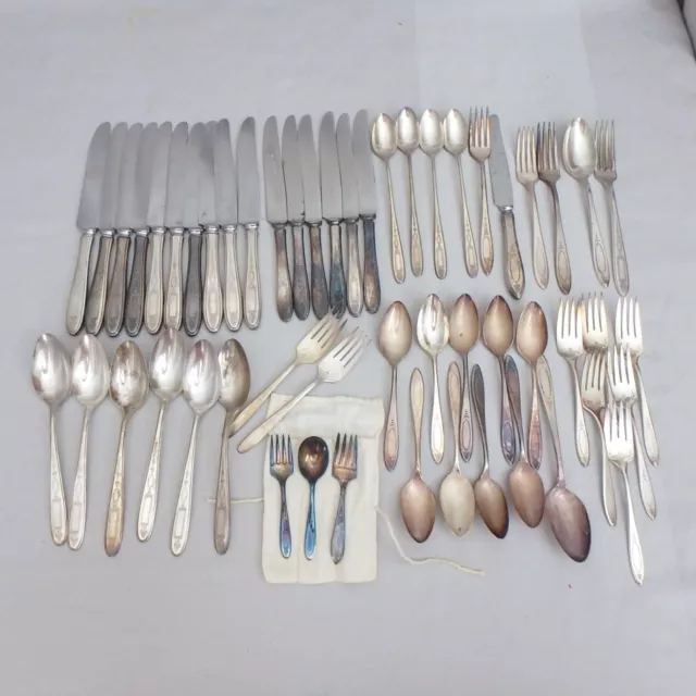 Mixed Lot of 53 Pcs Community Plate Flatware, Mostly Adam and Grosvenor