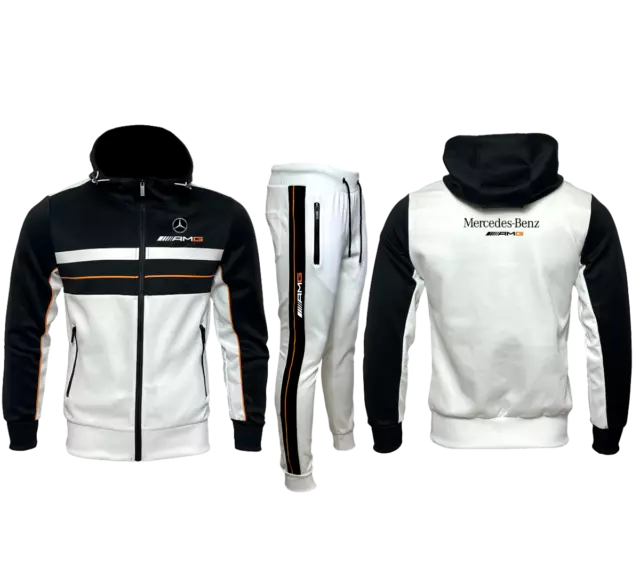 SURVETEMENT MERCEDES AMG ensemble veste pantalon noir blanc bandes orange T282N EUR 59 90 PicClick FR