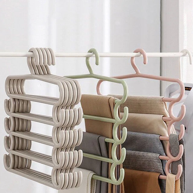 Abiti Appendi Pantaloni Appendiabiti Supporto Armadio 5 Strati Pantaloni Asciugamani Scaffale