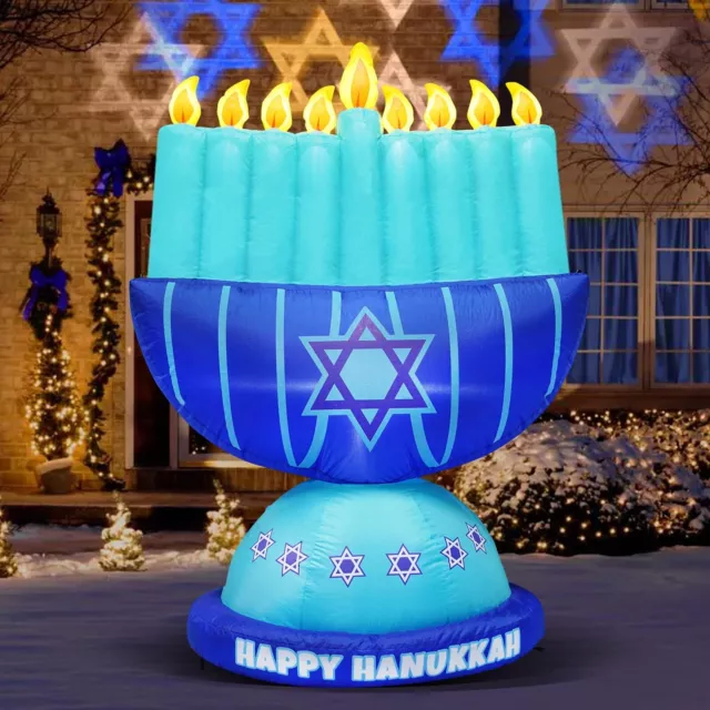 5 pies Hanukkah Inflable Menorá Decoración Janucá Portavelas NUEVO Caja Sellada