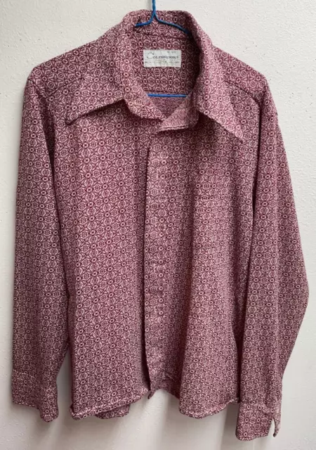 Vintage Mid Century Colebrook Tailored Knit Polyester Button Up Shirt 16-16 1/2