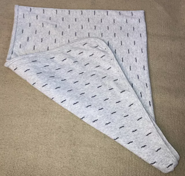 Carter's Mustache Baby Blanket Swaddle Cotton Boy’s Stretch Gray Jersey Knit New