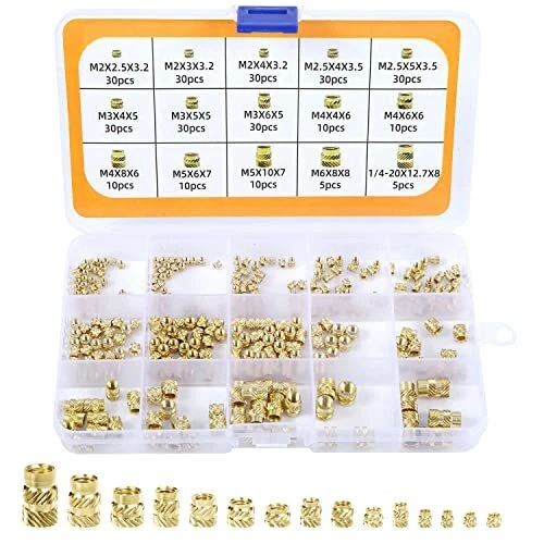 300 Pezzi M2 M3 M4 M5 M6 Dadi in Ottone, Inserti Filettati Dado Zigrinato (L3h)