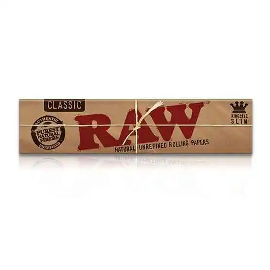 RAW CLASSIC King Size Slim Rolling Papers Vegan 110mm + Roach 2