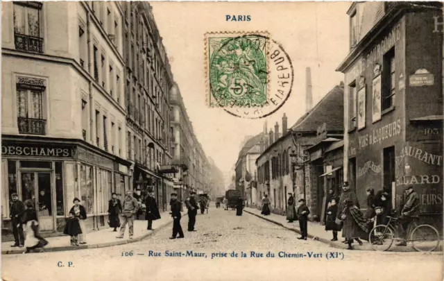 CPA PARIS (11e) Rue St-Maur. prise de la Rue du Chemin-Vert (538875)