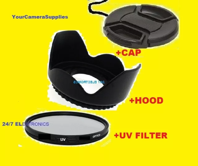 LENS HOOD+UV+CAP 67mm  NIKON COOLPIX P500 L120 L100 L110 DoesNOT Include Adapter