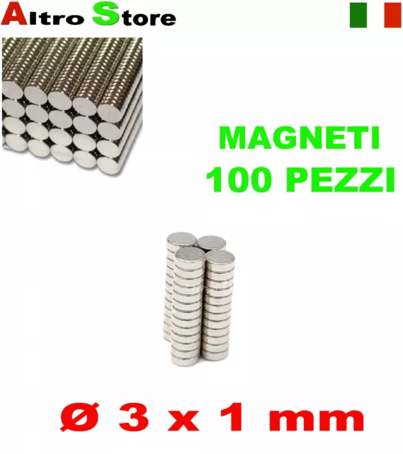 100 MAGNETI NEODIMIO 3x1 mm CALAMITA POTENTE FIMO CERAMICA MAGNETE