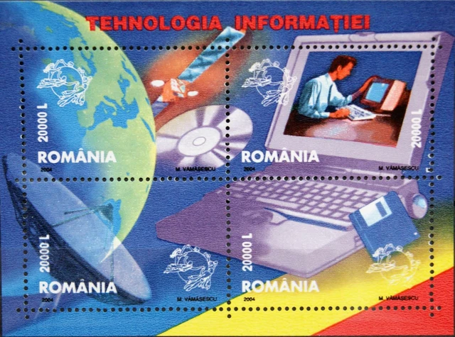 ROMANIA RUMÄNIEN 2004 Block 336 Informationstechnologie UPU Emblem Technology **