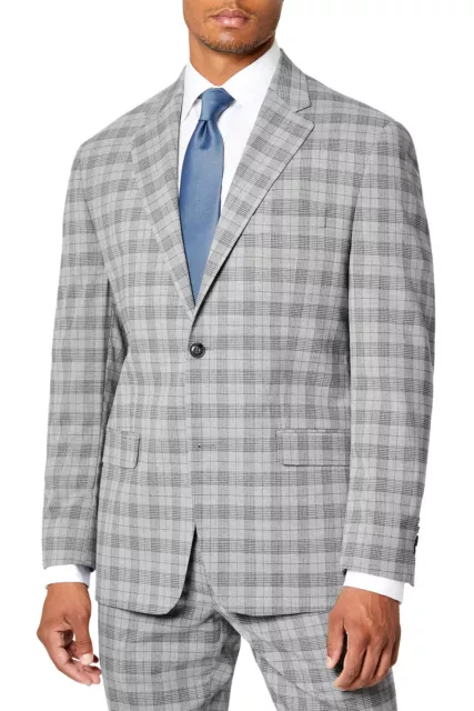 Sean John Mens Classic-Fit Plaid Suit Jacket 50 Regular Grey - NWT $360