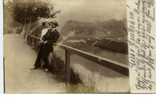 1914 Stempel AACHEN a/ priv. Foto-AK Verliebtes Paar alte Postkarte Ansichtskart