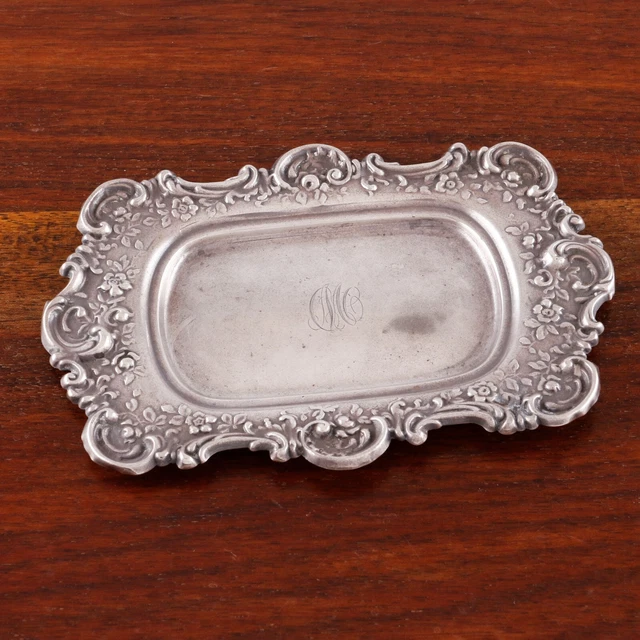 Mauser Victorian Sterling Silver  Jewelry, Pin Tray Floral, Scroll, & Foliate
