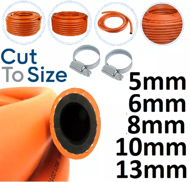 Lpg Hose Pipe Calor Gas Orange Propane Butane Bbq Camping Caravan & Hose Clips