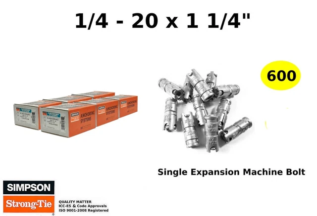 Machine Bolt Anchor 1/4”- 20 x 1 1/4" Single Expansion Simpson Strong Tie 600