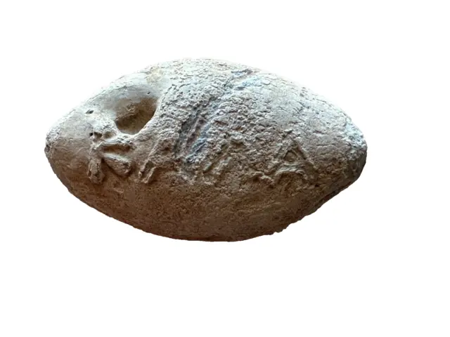 A rare slingshot lead bullet with a scorpion & inscription KAΛΑ (4th...