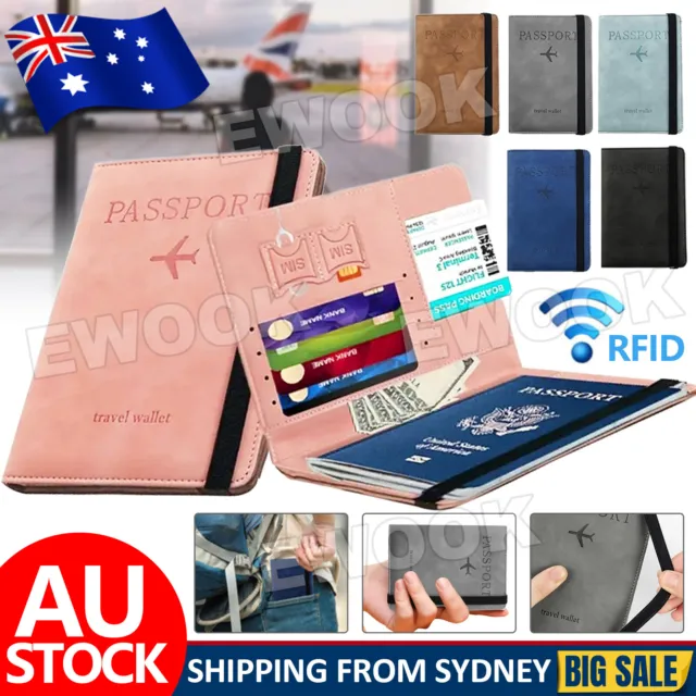 Travel Passport ID Wallet Holder Cover RFID Blocking Card Case Cover Leather
