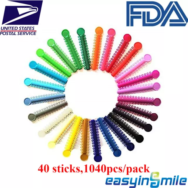 Dental Orthodontic Ligature Ties Elastic Rubber Bands Braces For Brackets 1040Pc