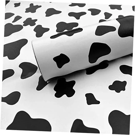 Qianglive Black and White Spots Contact Paper Printed Peel 17.3”x120”(10ft) Cow