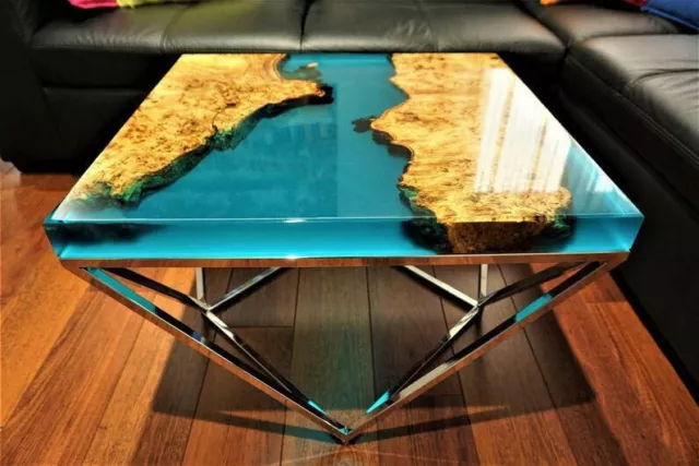 Green Resin River Epoxy Wooden Acacia Table Garden Resort Decors Made To Order