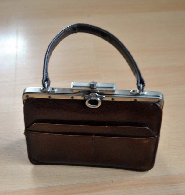 Sac à Main Vintage En Cuir – Marron Chocolat – Style Rétro Années 60-70 – Occasion