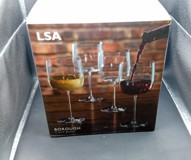 LSA 4 WINE GLASSES BOROUGH NEW BOXED Lead Free Crystal