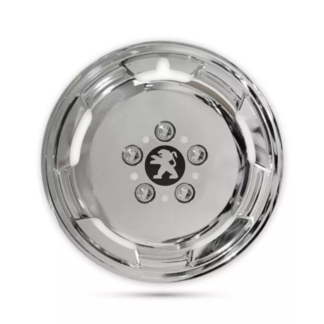 For Peugeot Vans 15" 4x Chrome Deep Dish Van Wheel Trim Hub Caps Covers Logo