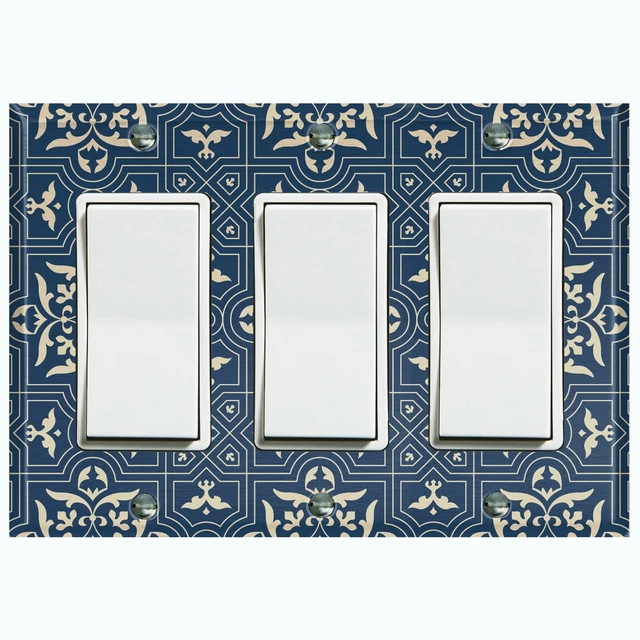Metal Light Switch Cover Wall Plate For Kitchen Modern Victorian Tile TIL109
