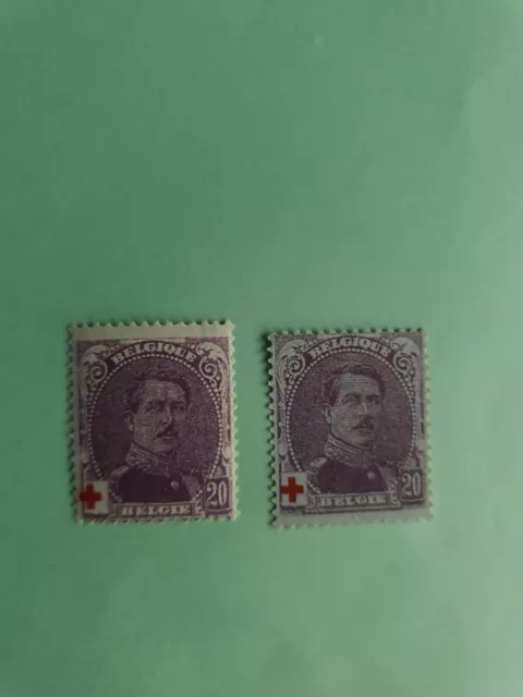2 Timbres de la Belgique1 neuf et 1Trace de charnière s/gomme n°131/131a 1914/18