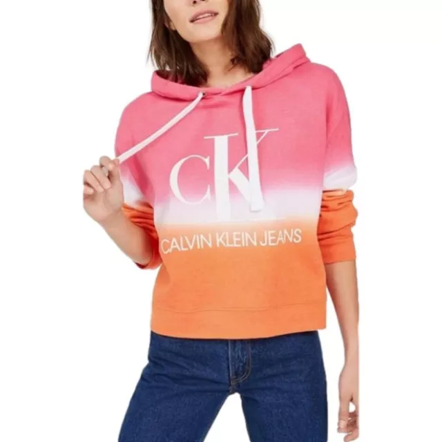 Calvin Klein Jeans Monogram Logo Ombre’ Dip Dye Block Hoodie Oversized Med