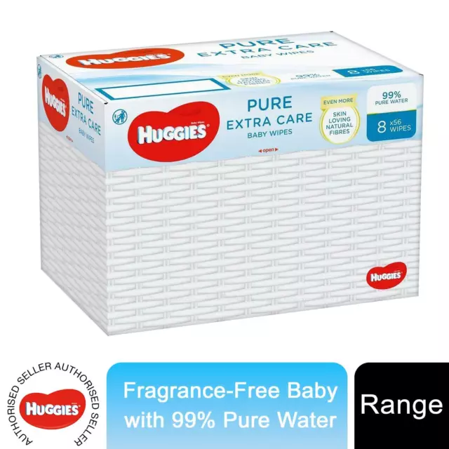 Huggies Pure Extra Care Fragrance-Free Baby Wipes with 99% Pure Water