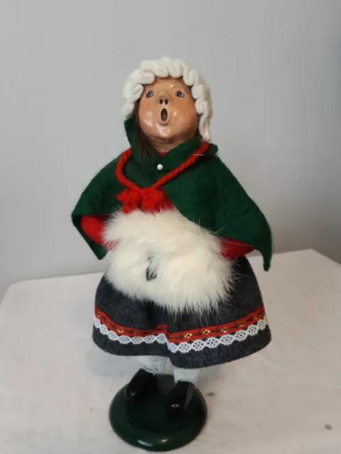 VTG BYERS CHOICE LTD1988 THE CAROLERS girl small woman fur muff wool skirt 9"