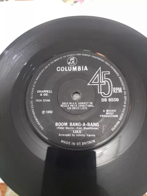 LULU - BOOM BANG A BANG - 7" Vinyl 45 RPM COLUMBIA DB 8550